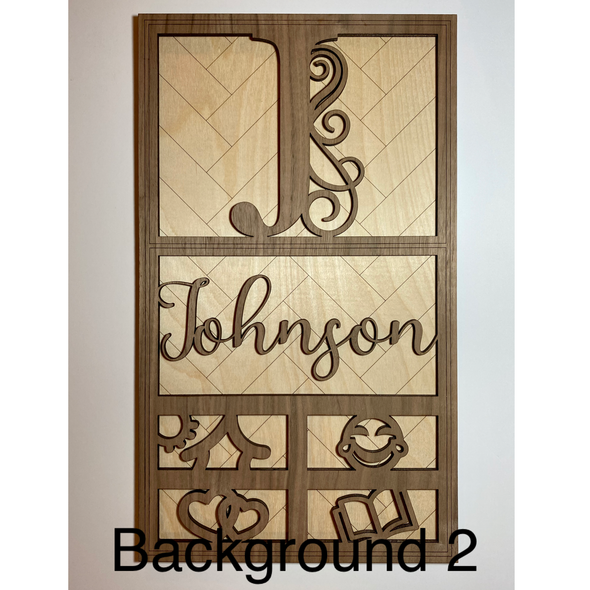 Personalized wood family name sign background 2