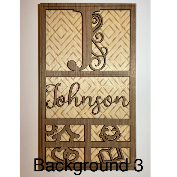 Personalized wood family name sign background 3