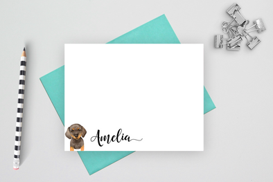 Dachshund Personalized Stationery Set, Weiner Dog Note Cards