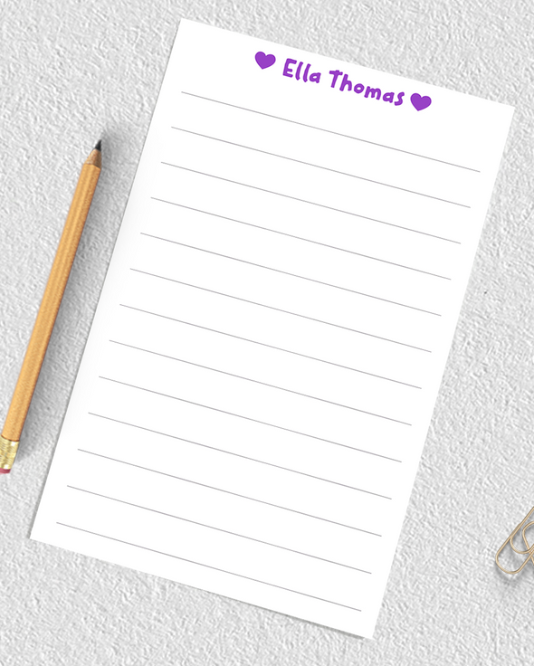personalized lined notepad for girls