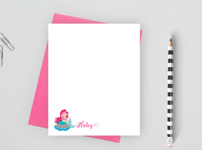 Personalized Mermaid Stationery For Girls, Mermaid Note Cards