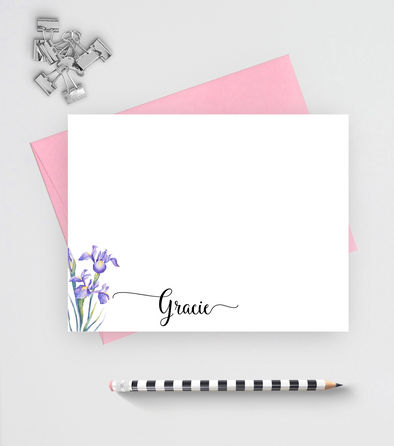 Iris Personalized Stationery Set, Note Cards For Women