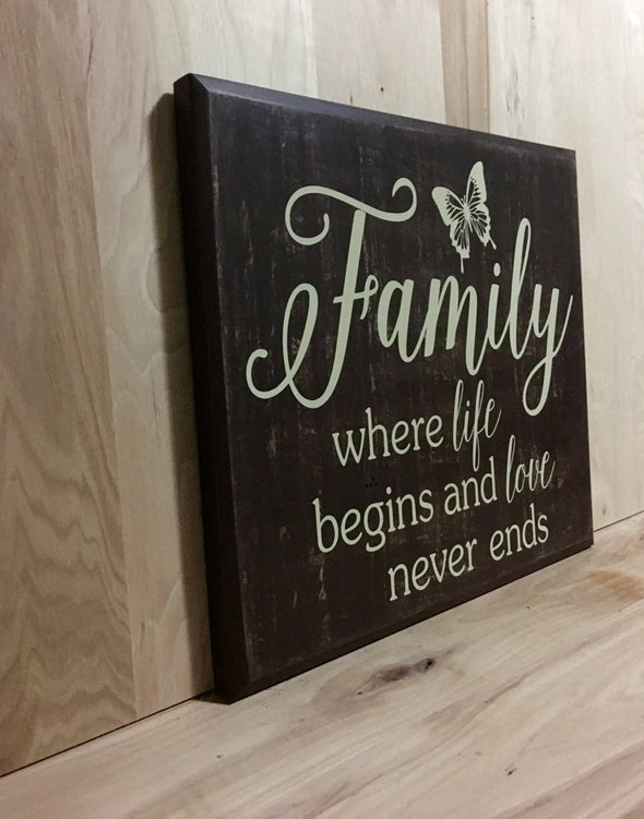 Family wood sign for home decor, makes a great gift.