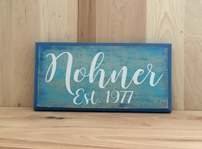 Calligraphy family established wooden sign.