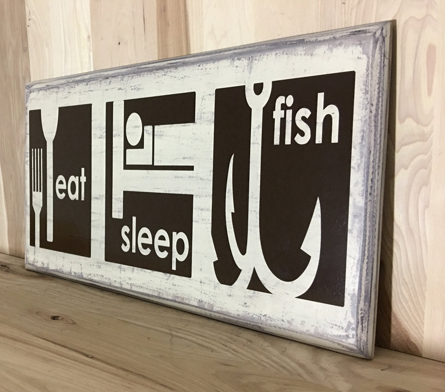 Fishing Decor For Cabin Decor, Eat Sleep Fish Wood Sign – Crafting With My  Chis