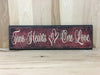 Two hearts one love wood sign for wedding gifts.