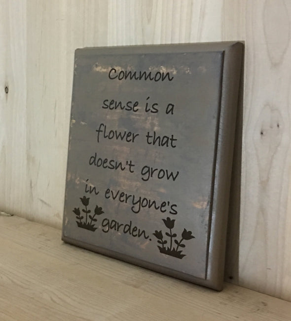 Common sense funny wooden sign