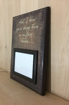Memorial wooden sign with picture frame for wall decor.