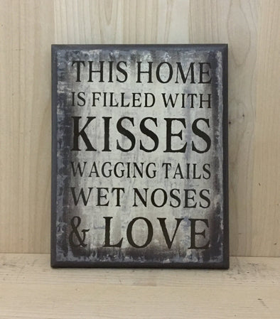 Wagging tails dog wood sign