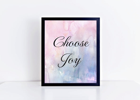 Colorful choose joy art print for home or office decor.
