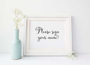 Please sign your name wedding sign in your choice of ink color.