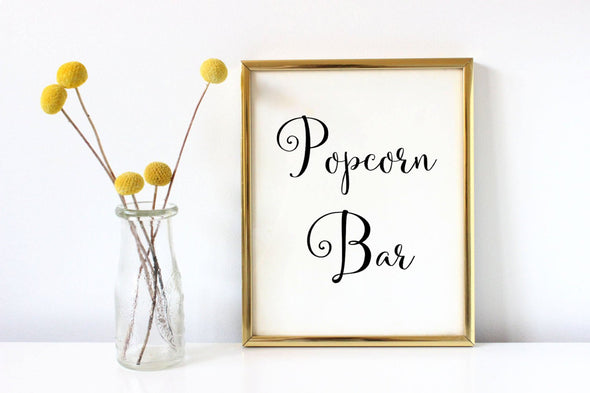 Popcorn bar wedding sign digital download.
