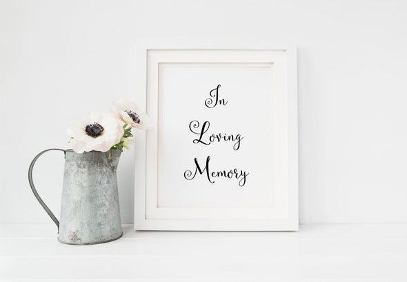 Memorial wedding art print in loving memory digital download.
