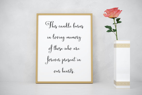 This candle burns in loving memory wedding memorial sign download.
