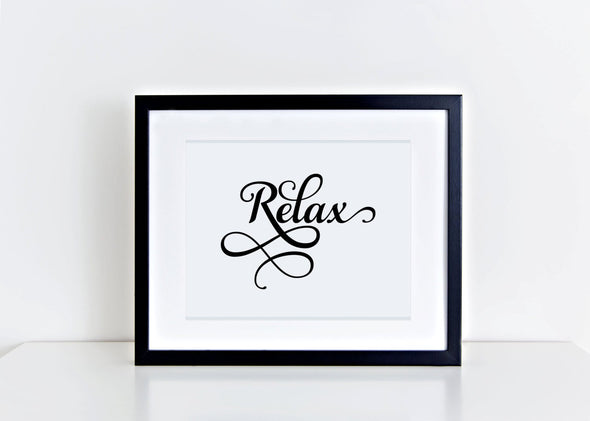 Minimalist relax art print in your choice of ink color.