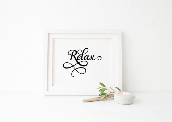 Minimalist relax art print in your choice of ink color.