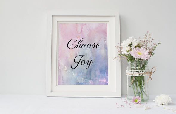 Choose joy colorful background art print for home decor.