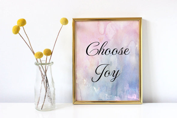 Choose joy art print with colorful background.