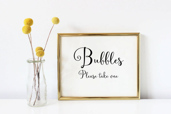 Digital download bubbles wedding table sign.