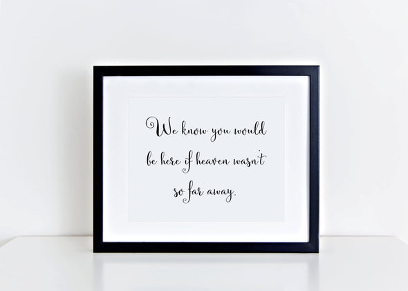 We know you would be here if heaven wasn't so far away memorial art print.