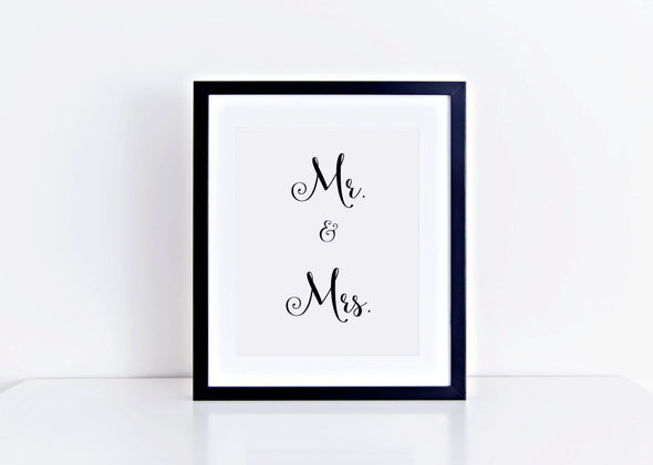 Mr. & Mrs. wedding art print for wedding decor.
