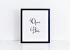 Open bar wedding art print in your choice of ink colors.