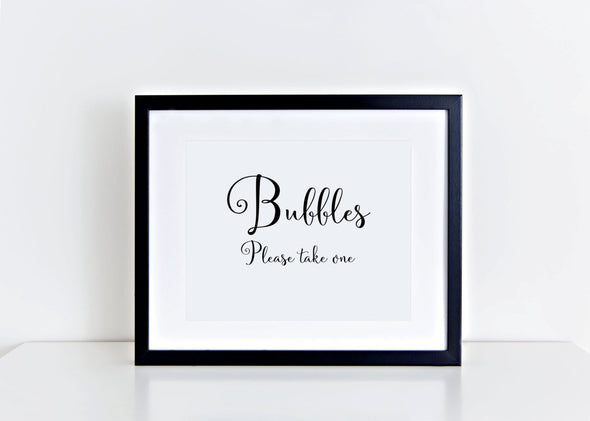 Bubbles please take one wedding table sign