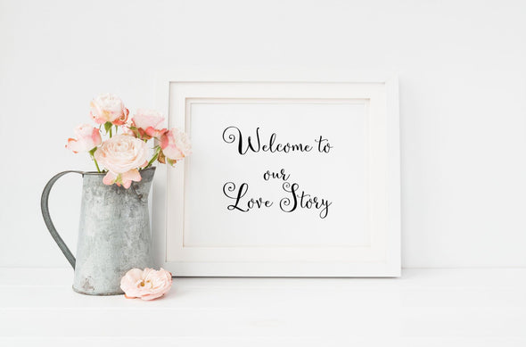 Welcome to our love story wedding art print in your choice of ink color.