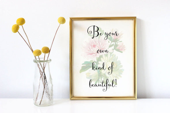 Art print with flower and motivational saying for home or office.