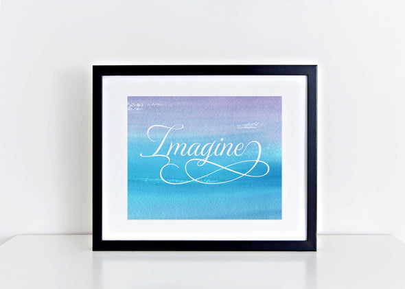 Imagine art print with colorful background for download.