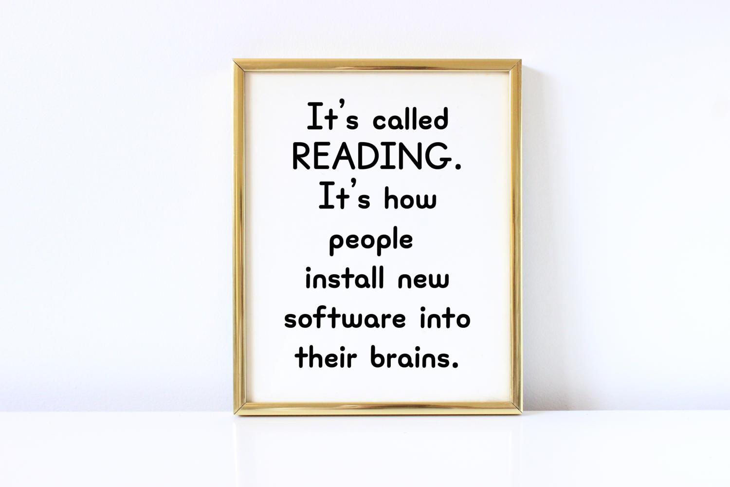 Reading Art Print, Funny Reading Sign, Classroom Sign, Library ...