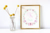 Personalized floral art print for little girl's bedroom decor.