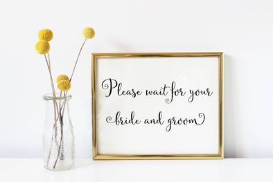 Please wait for your bride and groom art print.