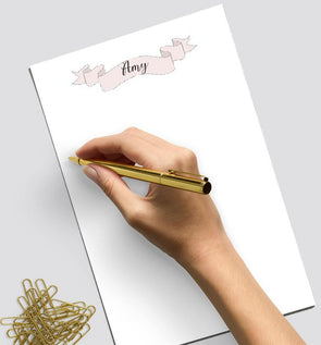 Banner design personalized notepad.