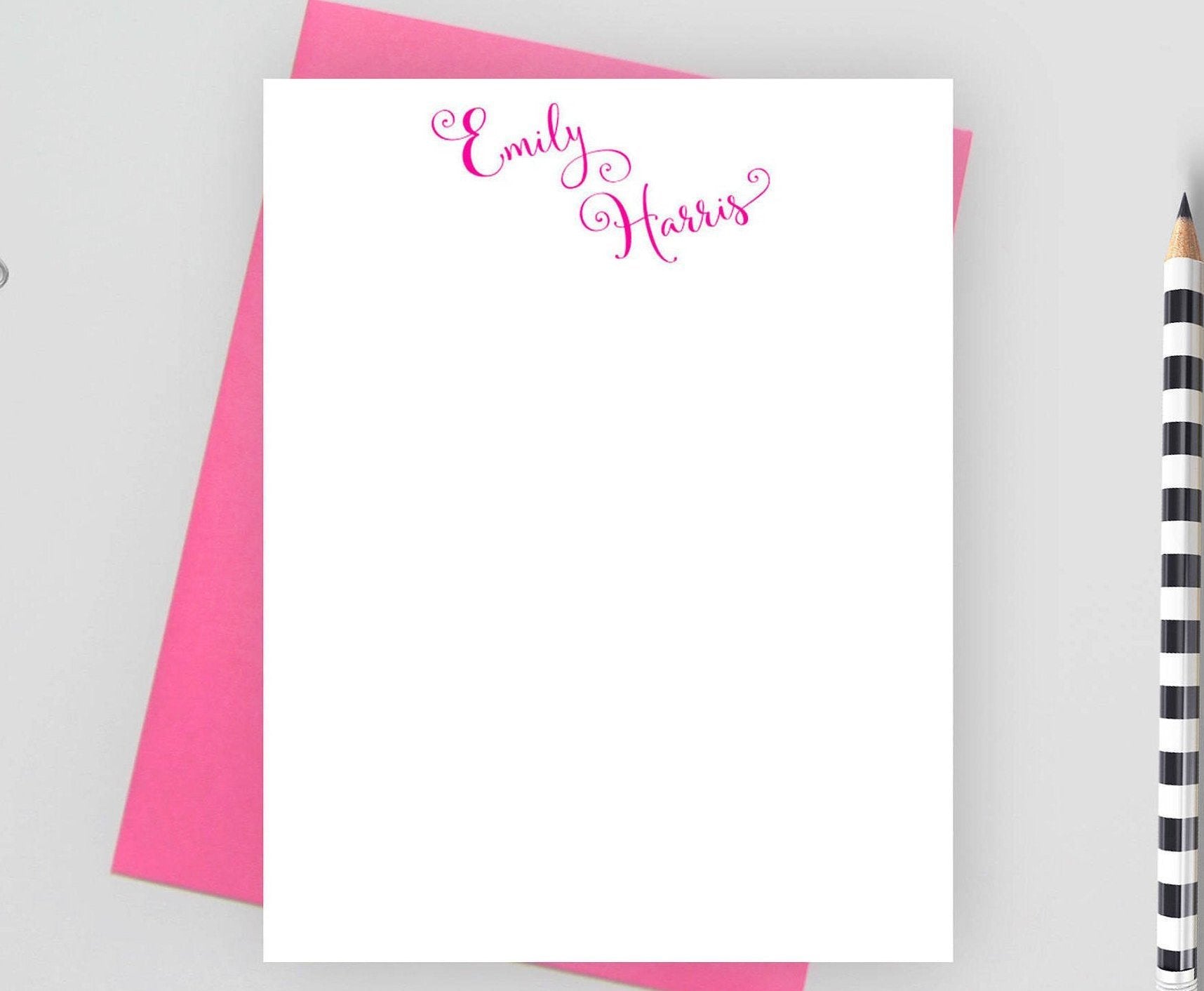 Personalized Note Cards - Modern Pink Paper