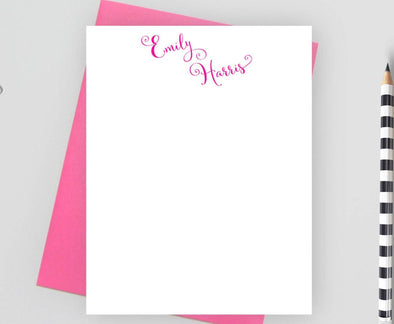 Modern style personalized note cards with pink envelope,