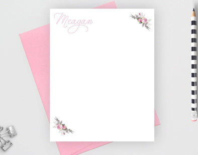Rose design personalized note cards with candy envelope.
