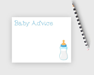 Digital download baby boy baby advice cards for baby shower with baby bottle design