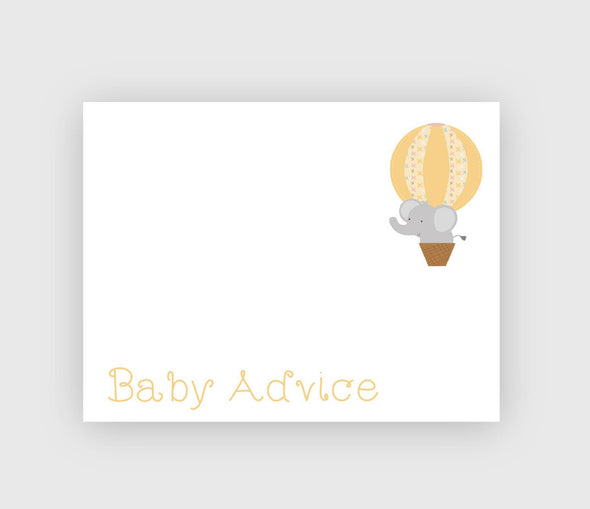 Elephant them baby shower baby advice cards