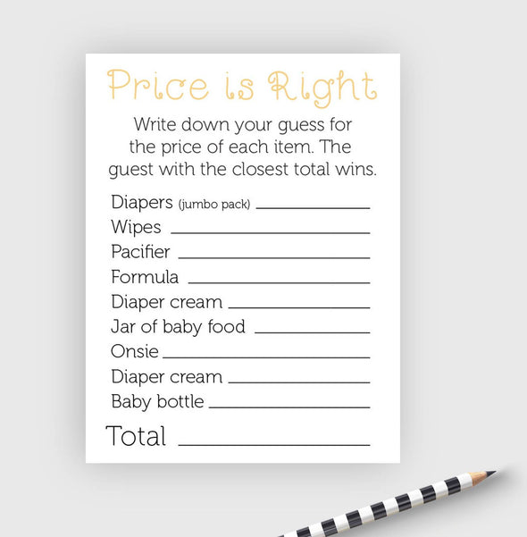 Price is right baby shower game digital download.
