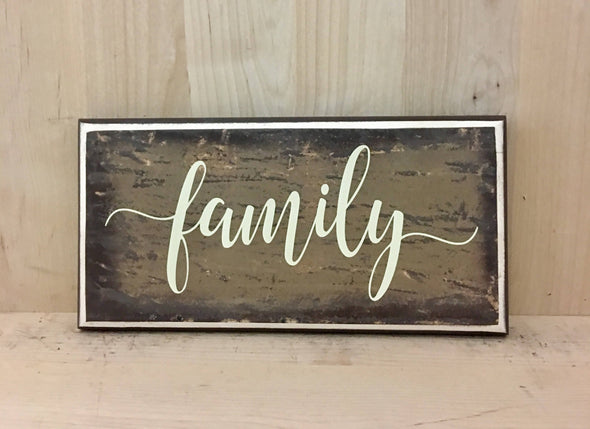 Calligraphy family wood sign for home decor.