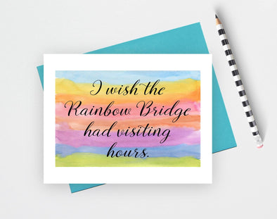 Rainbow bridge memorial card for loss of pet.