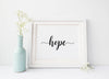 Calligraphy hope wall art print for home decor download.
