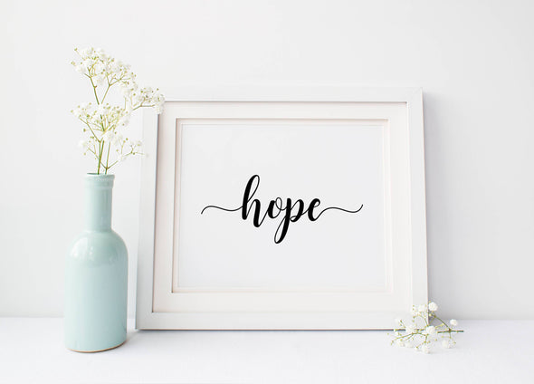 Calligraphy hope wall art print for home decor download.
