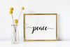 Calligraphy peace art print for wall decor digital download.