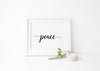Calligraphy peace art print for wall decor digital download.