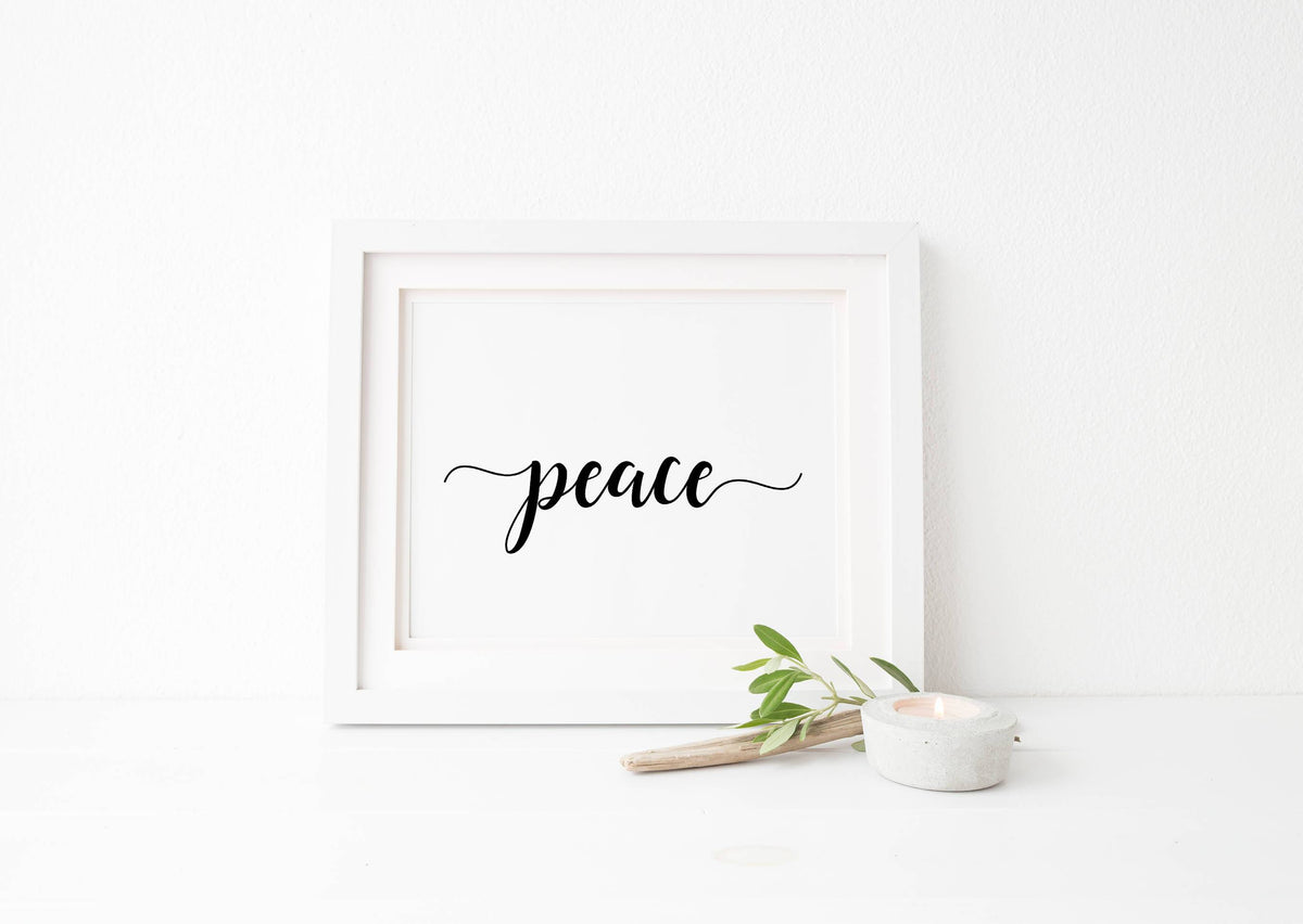 Peace In Calligraphy Peace Art Print, Calligraphy Peace Wall Decor Digital Download ...