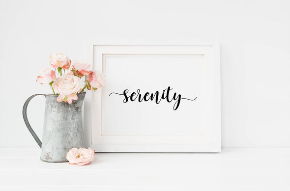 Calligraphy serenity art print for home or office decor download.