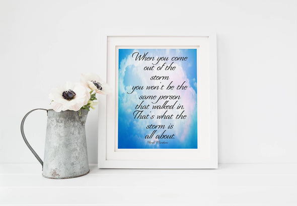 Out of the storm inspirational art print with cloud background download.