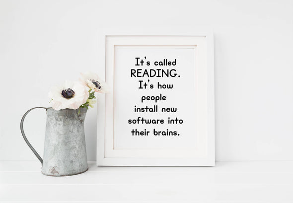 Digital download wall art about reading.  Great for library decor.